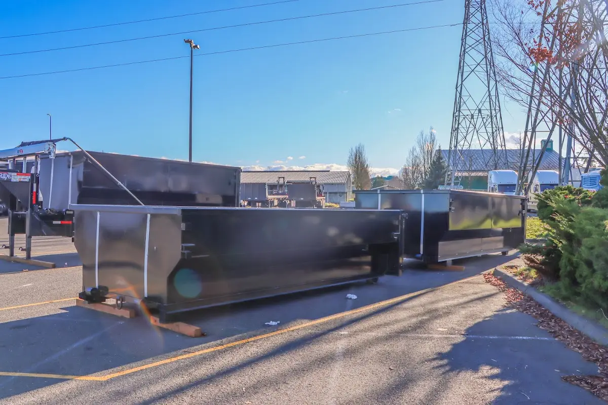 Roll-off dumpster ready for waste disposal at job site for 10 Yard Dumpster Rental in Shafter